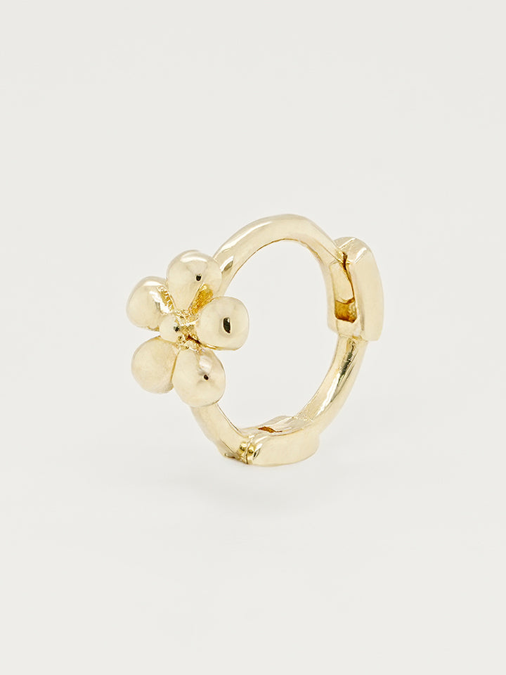 14K 18K Mini Flower Bloom Cartilage Hoop Earring