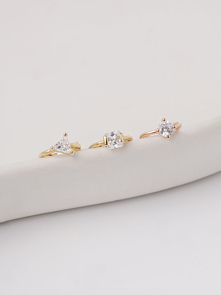 14K Solid Gold Mini Point Cubic Cartilage Hoop Earring