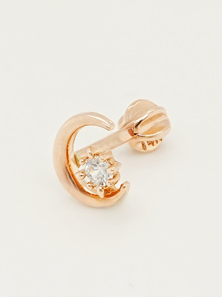 14K Gold Moon Light Star Cartilage Earring 18G16G