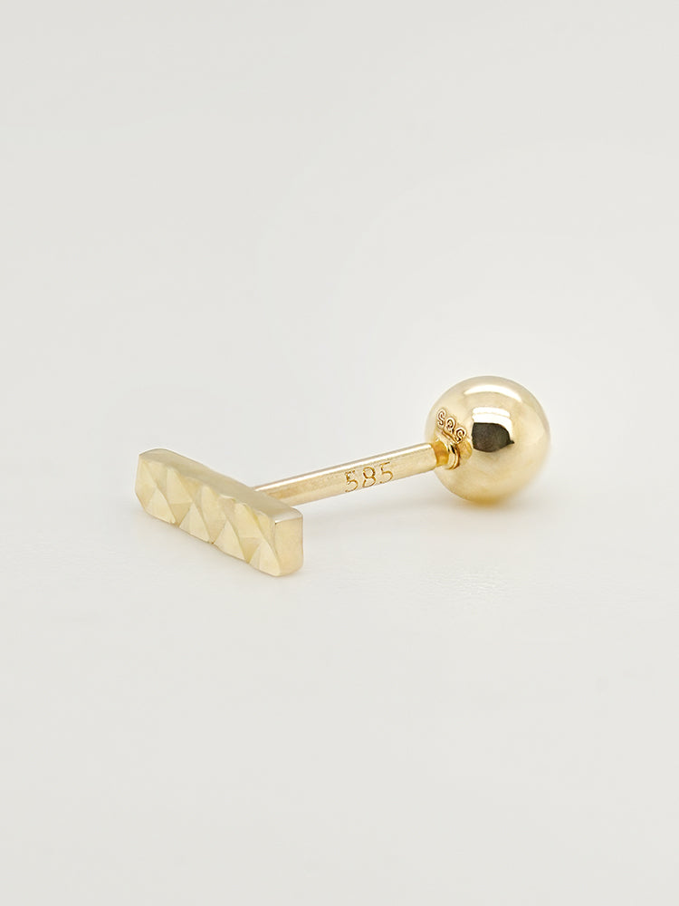 14K Solid Gold Shining Stick Bar Cartilage Earring 20G