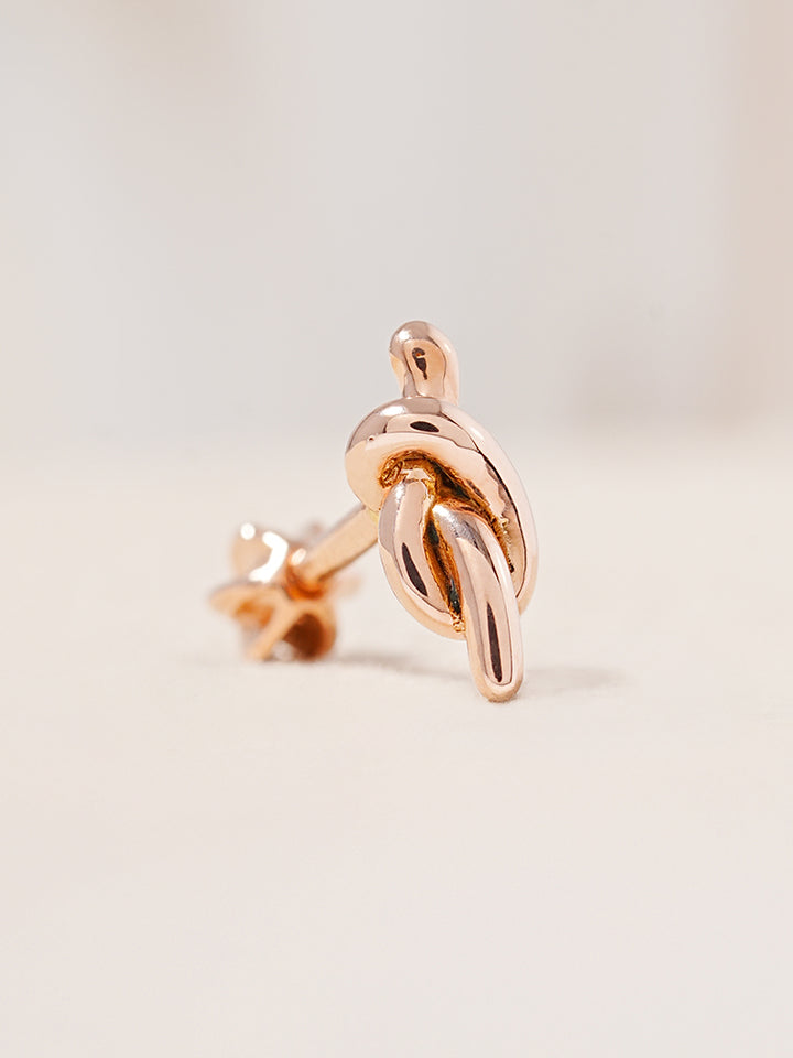 14K Solid Gold Simple Knot Point Cartilage Earring 18G16G