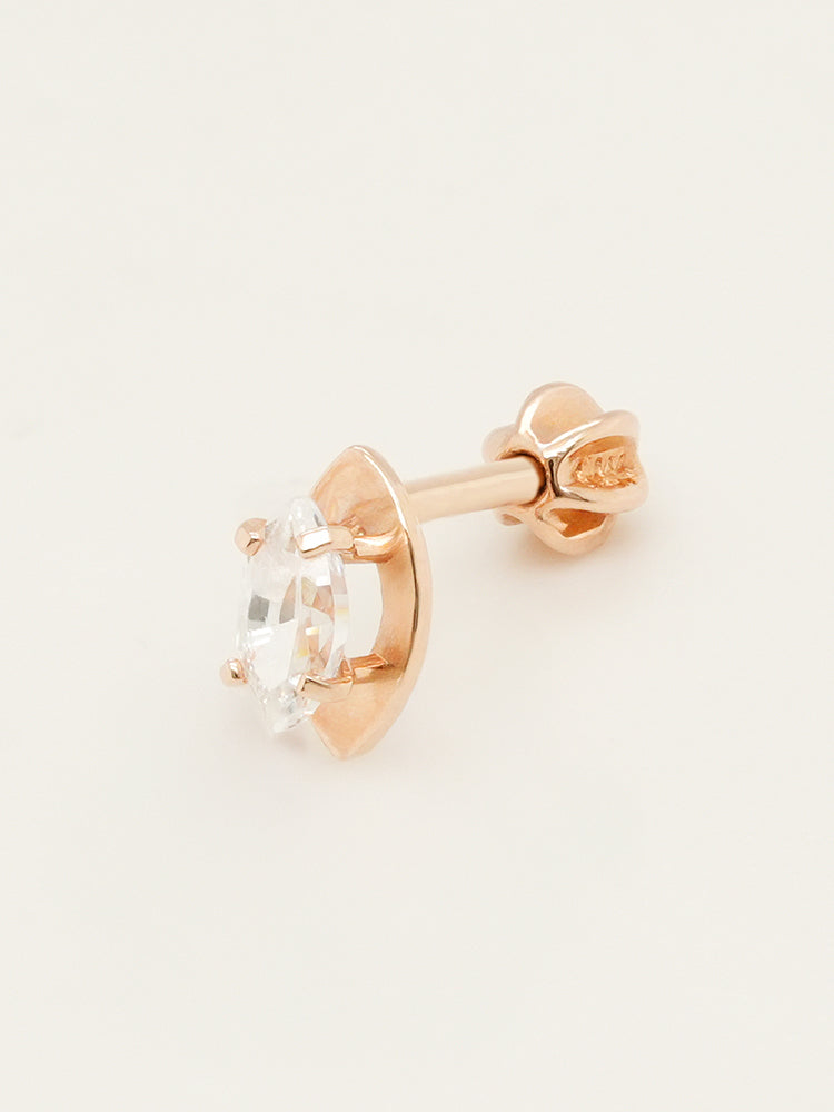 14K Solid Gold Snowflake Silhouette Crystal Cartilage Earring 18G16G