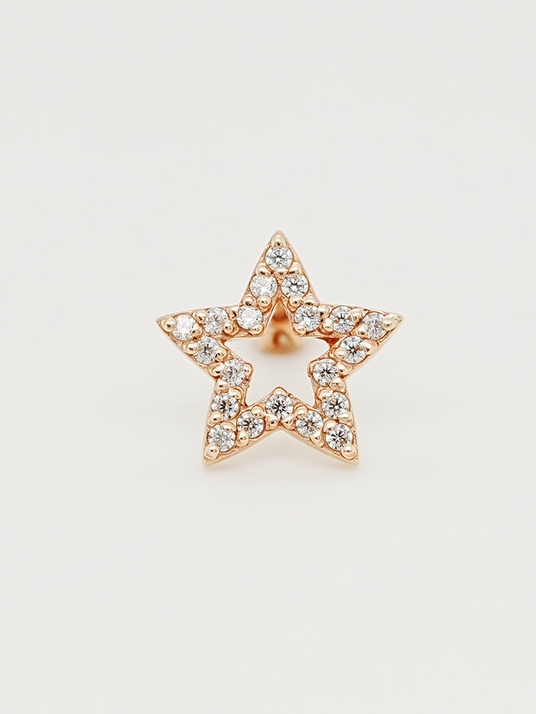 14K Gold Cubic Twinkle Star Cartilage Earring 18G16G