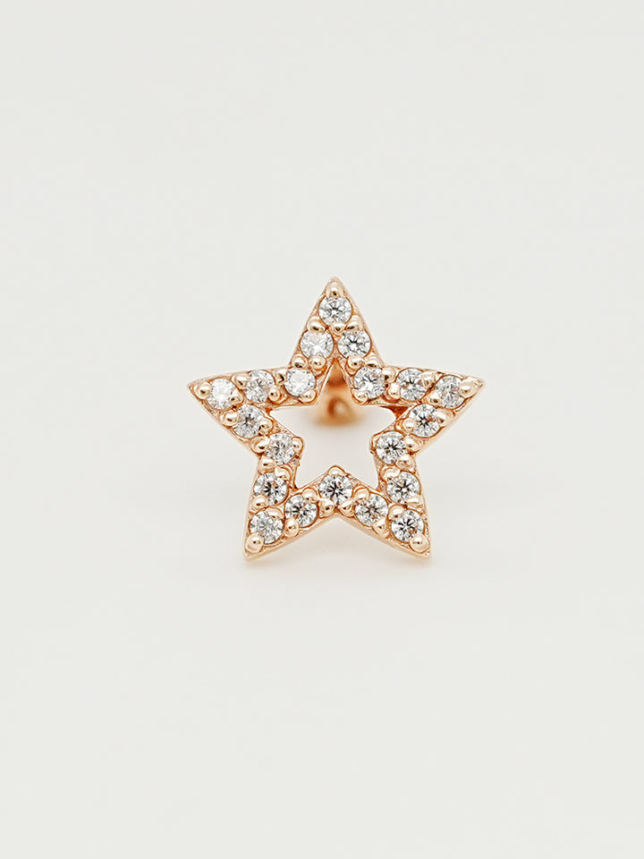 14K Gold Cubic Twinkle Star Cartilage Earring 18G16G