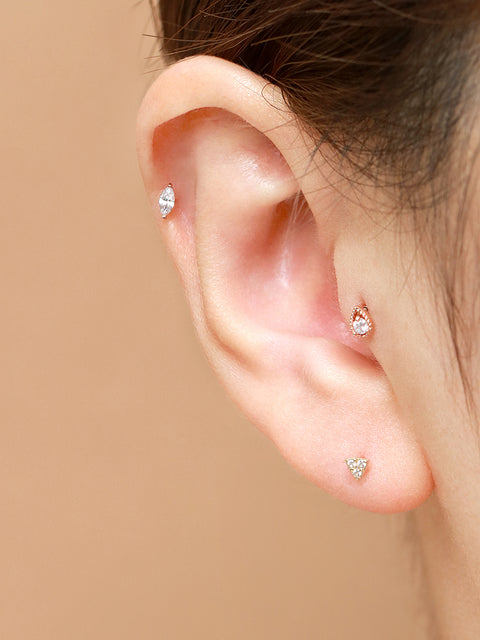 14K Gold Minimi Cubic Water Drop Cartilage Earring 20G18G16G