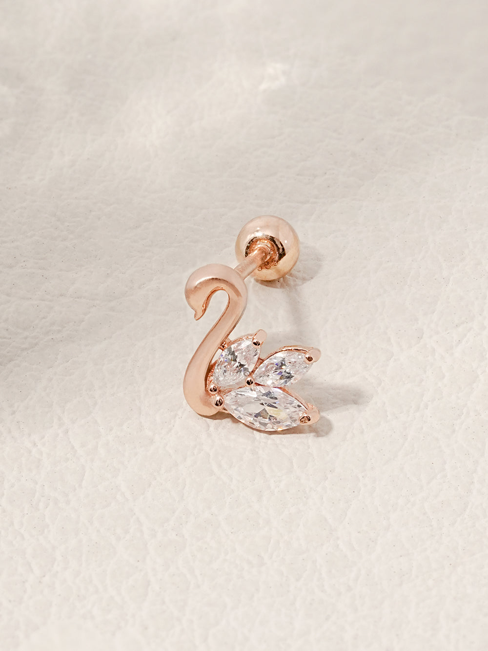 14K Solid Gold Cubic Swan Silhouette Cartilage Earring 20G