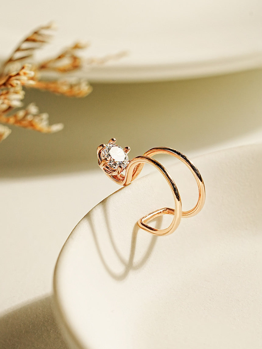 14K Gold Simple CZ Ear Cuff