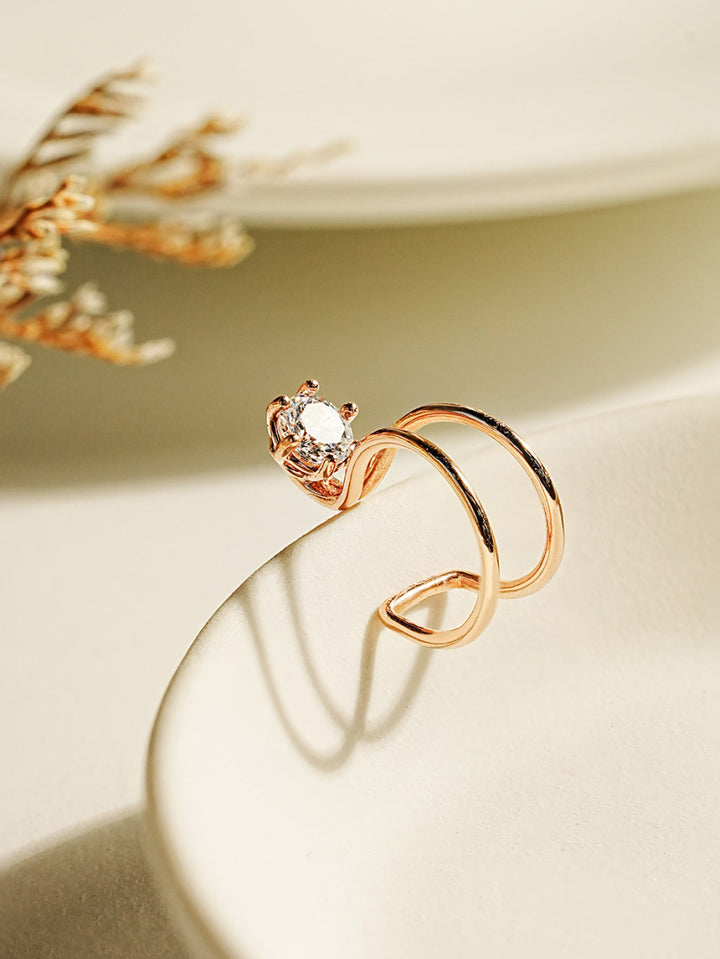 14K Gold Simple CZ Ear Cuff