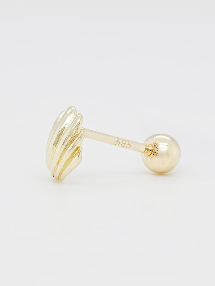 14K Solid Gold Bold Mini Shell Cartilage Earring 20G