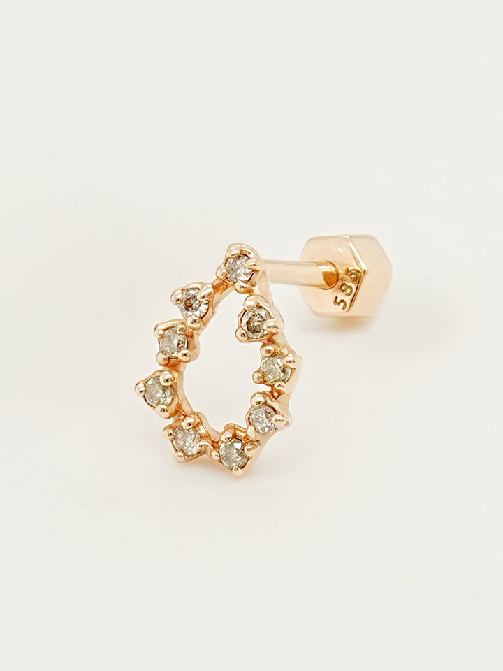 14K Solid Gold Circle of Star Cartilage Earring 18G