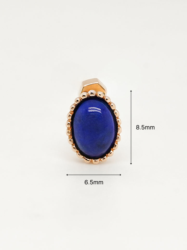 14K Gold Elegance Crown Lapis Lazuli Cartilage Earring 18G