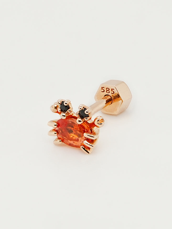 14K Gold Sapphire Sea Crab Cartilage Earring 18G