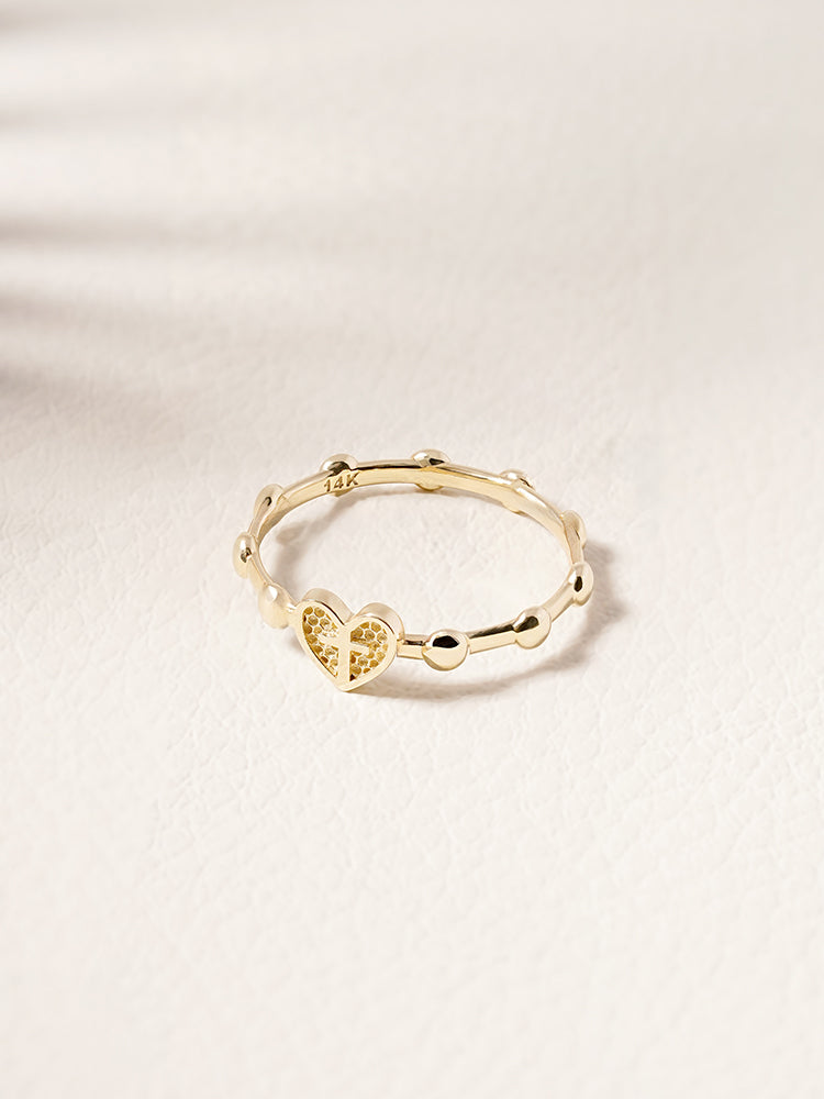 14K 18K Pray Heart Ring