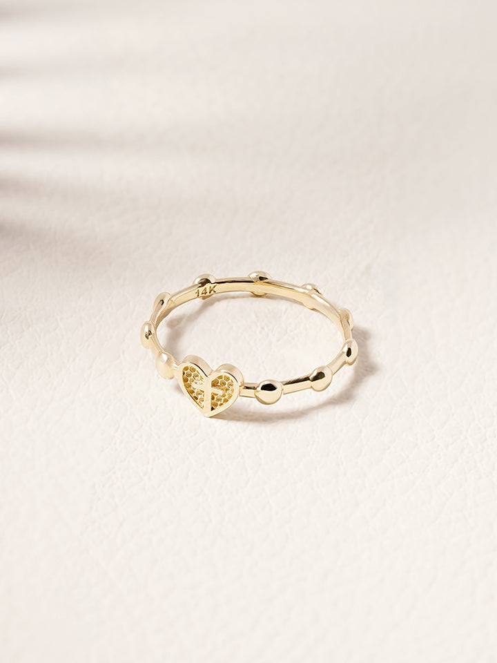 14K 18K Pray Heart Ring