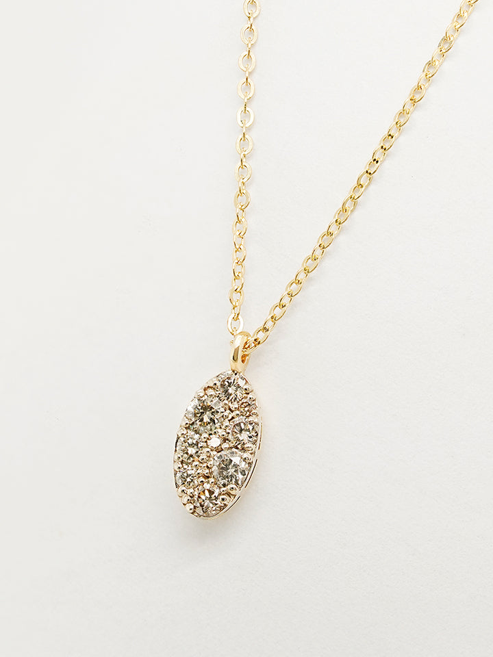 14K 18K Solid Gold Glitter Oval Diamond Necklace