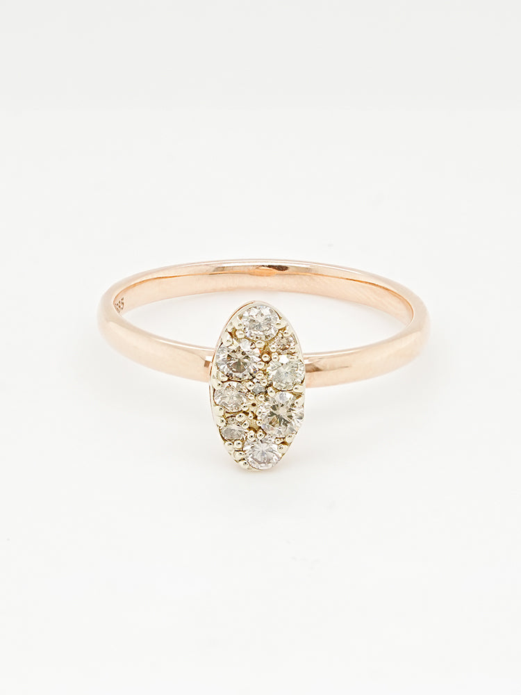 14K 18K Solid Gold Glitter Oval Diamond Ring