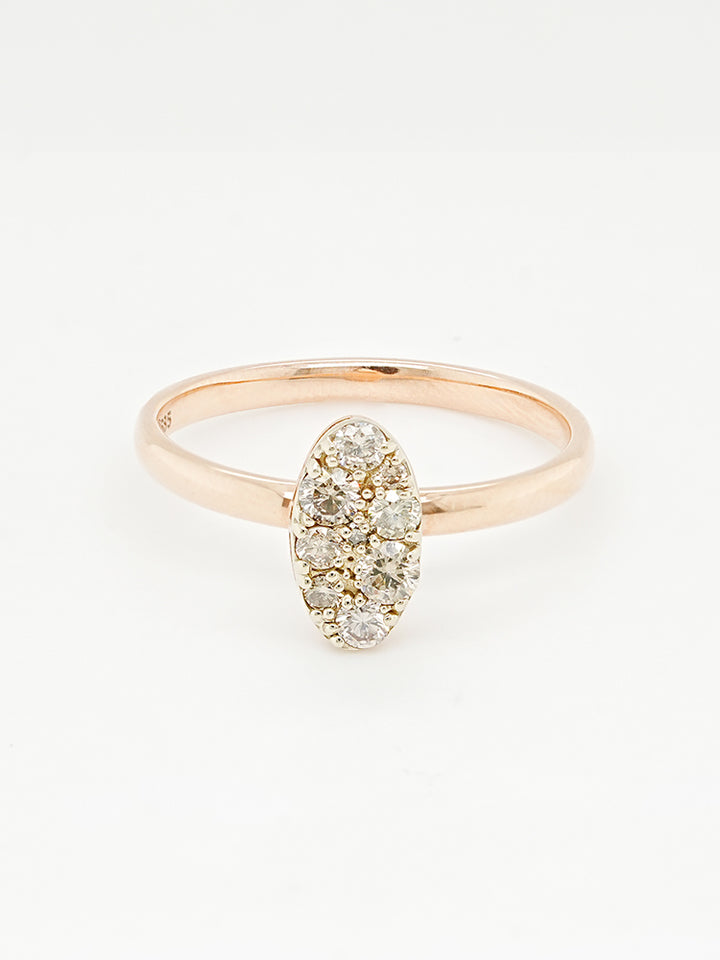 14K 18K Solid Gold Glitter Oval Diamond Ring