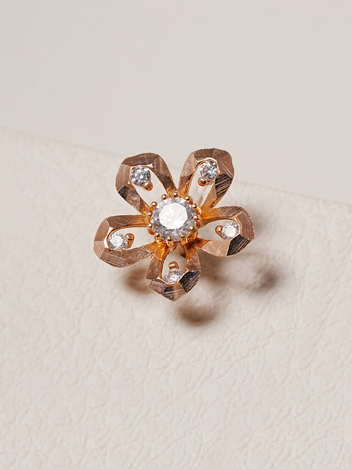 14K Solid Gold Glossy Cubic Flower Cutting Cartilage Earring 20G18G