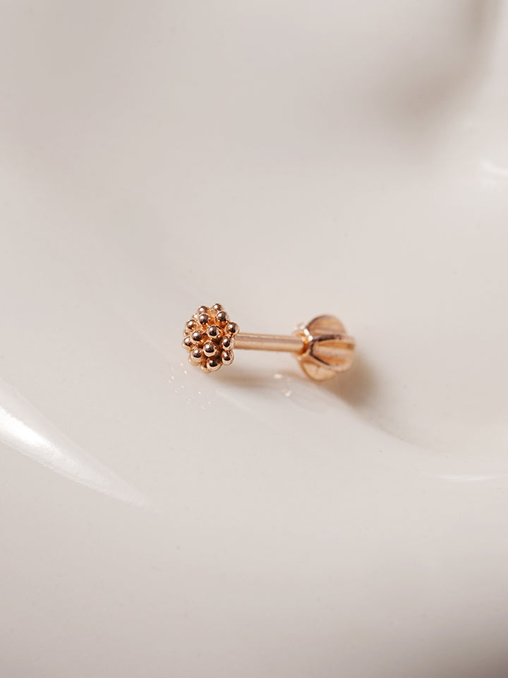 14K Solid Gold Cluster Cartilage Earring 18G16G