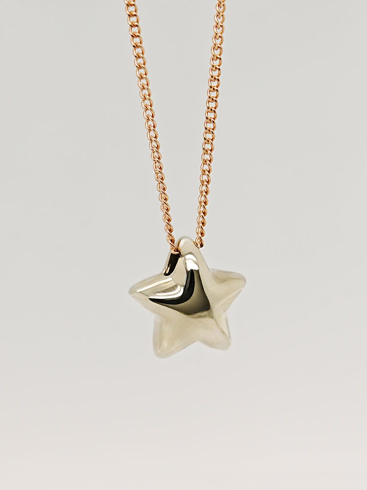 14K Solid Gold Star Golden Layer Necklace