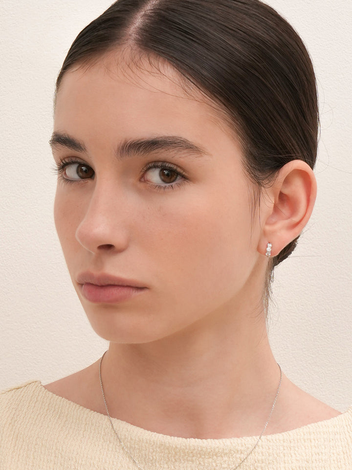 14K 18K Solid Gold Lab Diamond Eternity Tennis Cartilage Hoop Earring