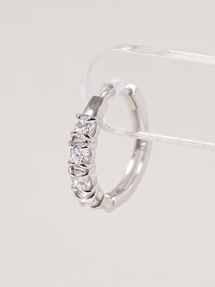 14K 18K Solid Gold Lab Diamond Layered Daily Cartilage Hoop Earring