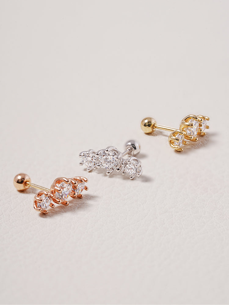 14K Solid Gold Lab Diamond Lumiere Cartilage Earring 20G18G16G