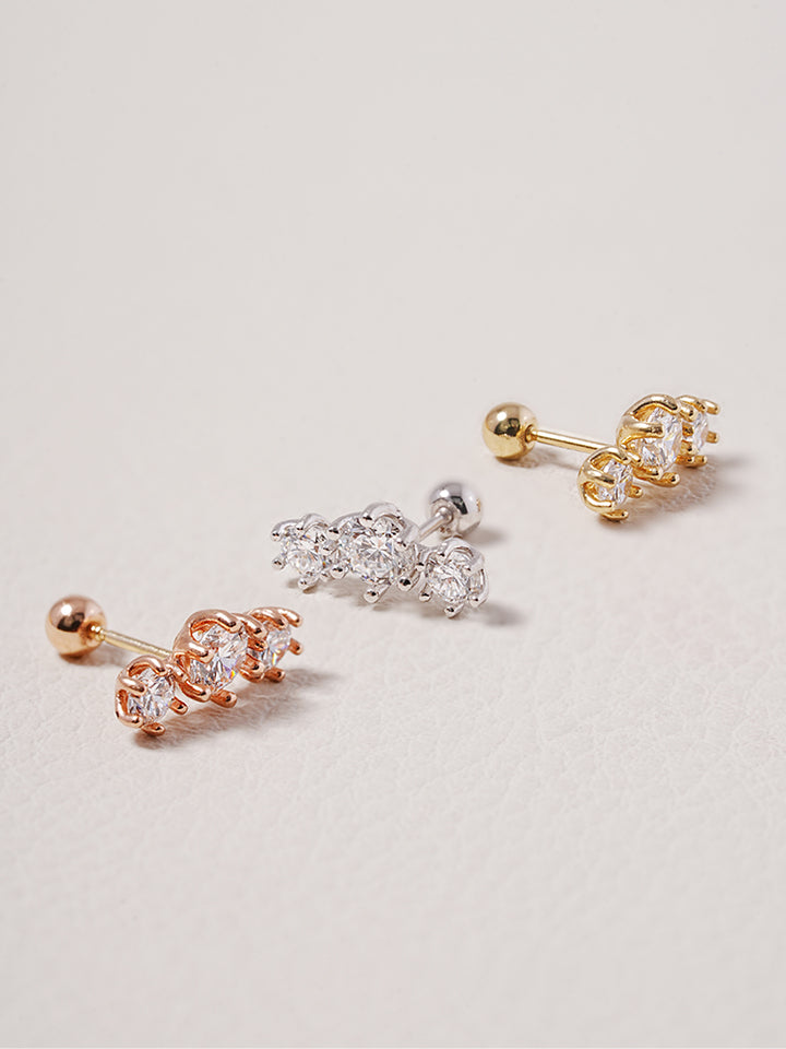 14K Solid Gold Lab Diamond Lumiere Cartilage Earring 20G18G16G