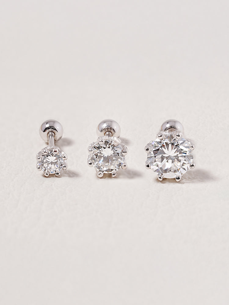 14K Solid Gold Lab Diamond Queen's Bloom Cartilage Earring 20G18G16G