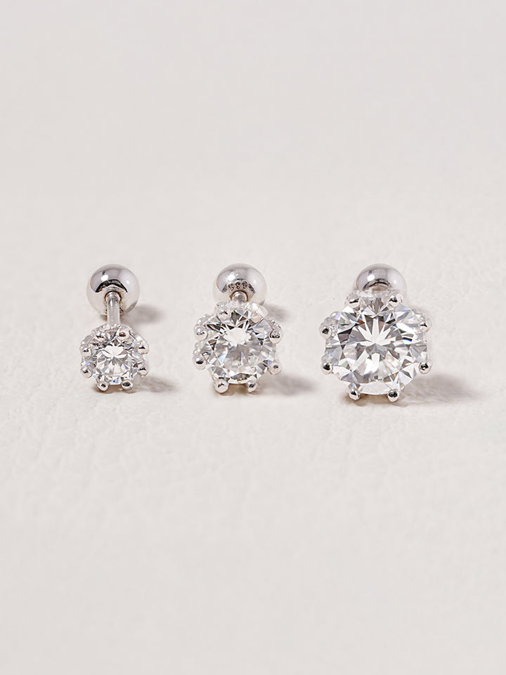 14K Solid Gold Lab Diamond Queen's Bloom Cartilage Earring 20G18G16G