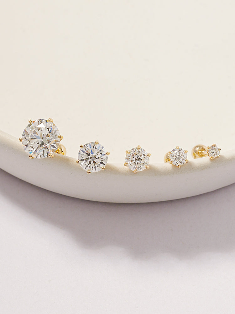 14K Solid Gold Lab Diamond Shine Classic Cartilage Earring 20G