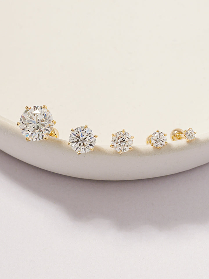 14K Solid Gold Lab Diamond Shine Classic Cartilage Earring 20G