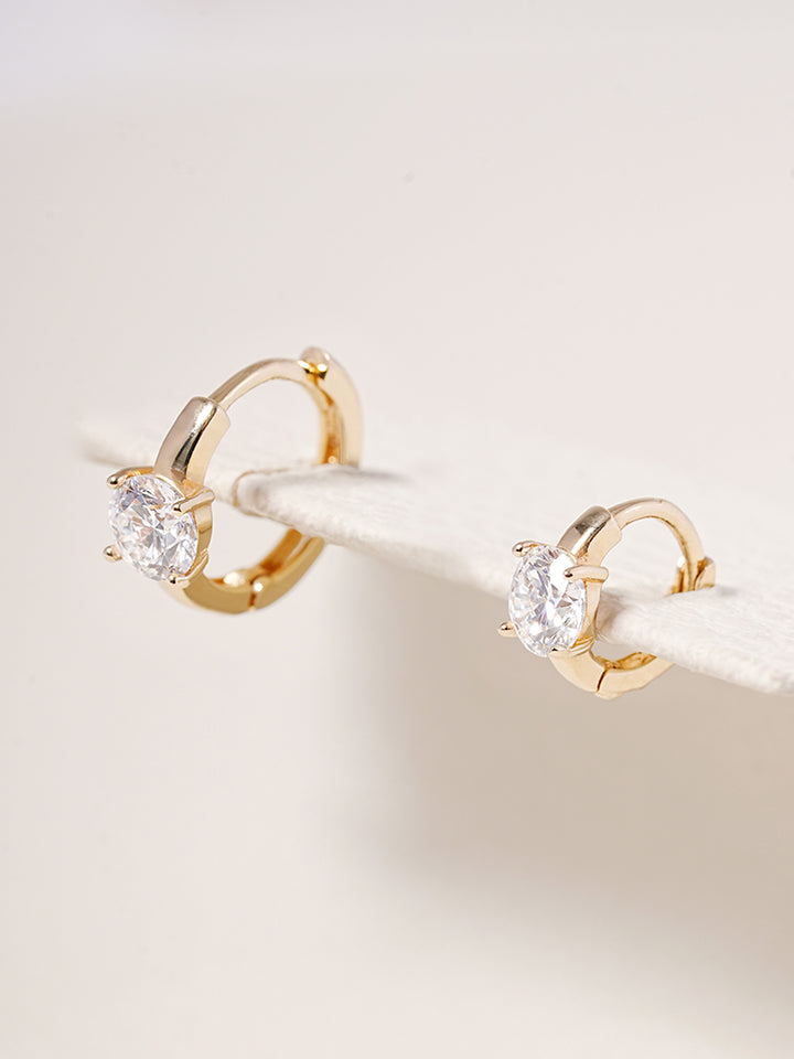 14K 18K Solid Gold Lab Diamond Mini Cartilage Hoop Earring