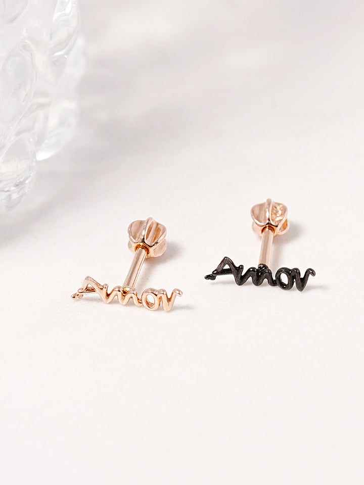 14K Gold Lettering Tattoo Cartilage Earring 18G16G