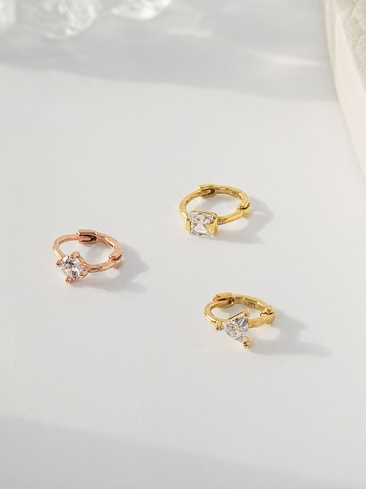 14K Solid Gold Mini Point Cubic Cartilage Hoop Earring
