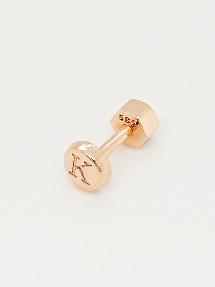 14K Gold My Letter Initial Cartilage Earring 18G