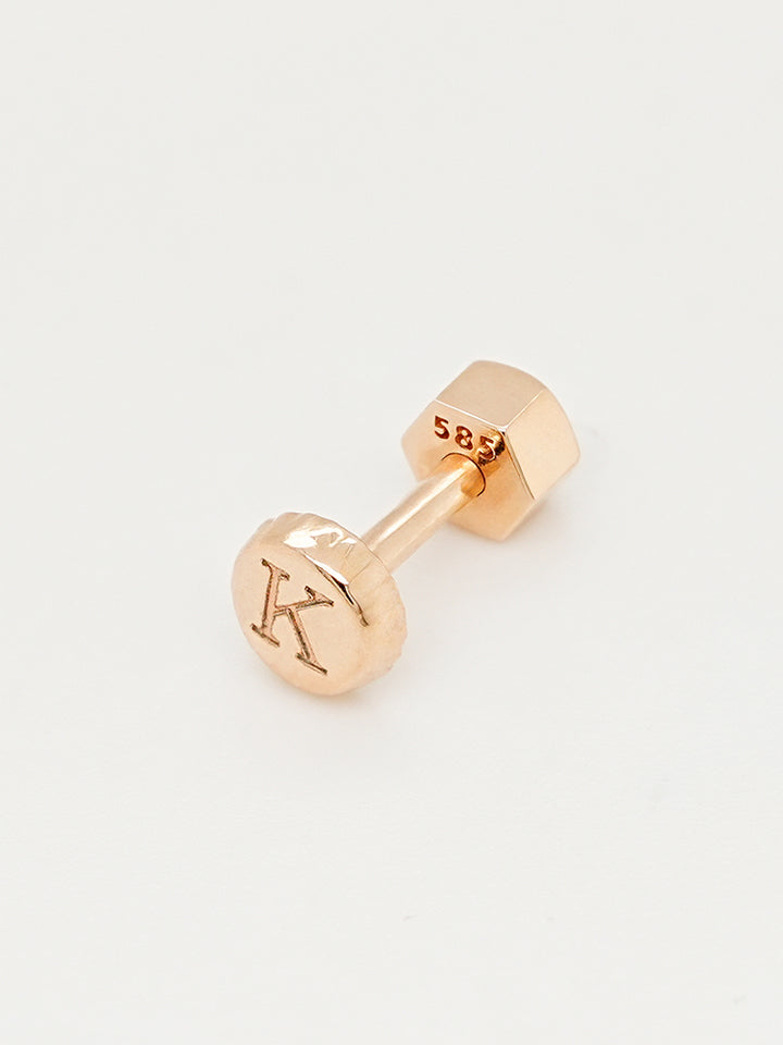 14K Gold My Letter Initial Cartilage Earring 18G