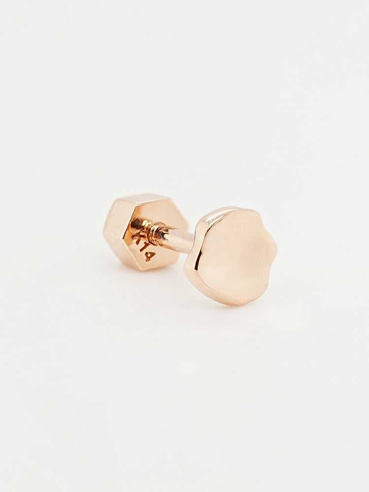 14K Gold Rough Disc Cartilage Earring 18G