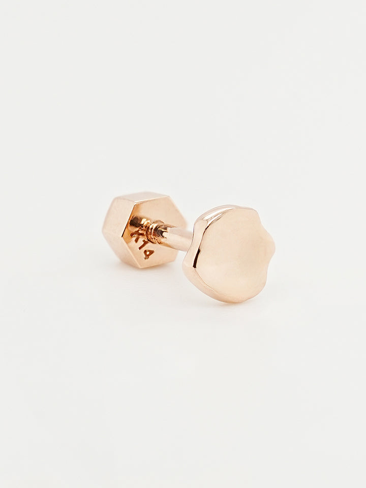 14K Gold Rough Disc Cartilage Earring 18G