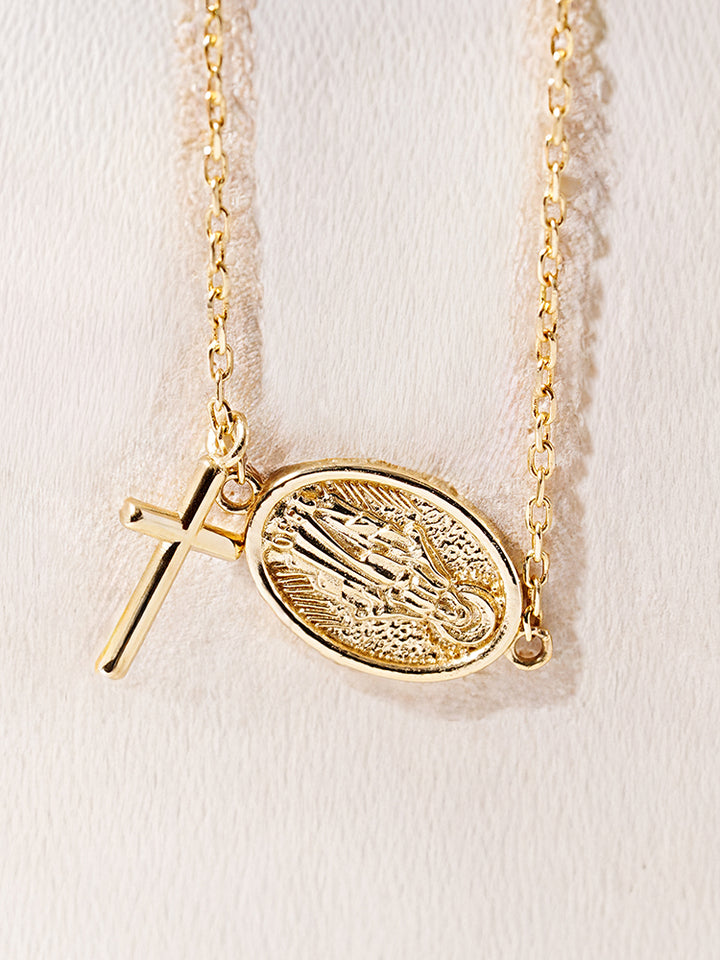 14K Saint Drop Cross Bracelet