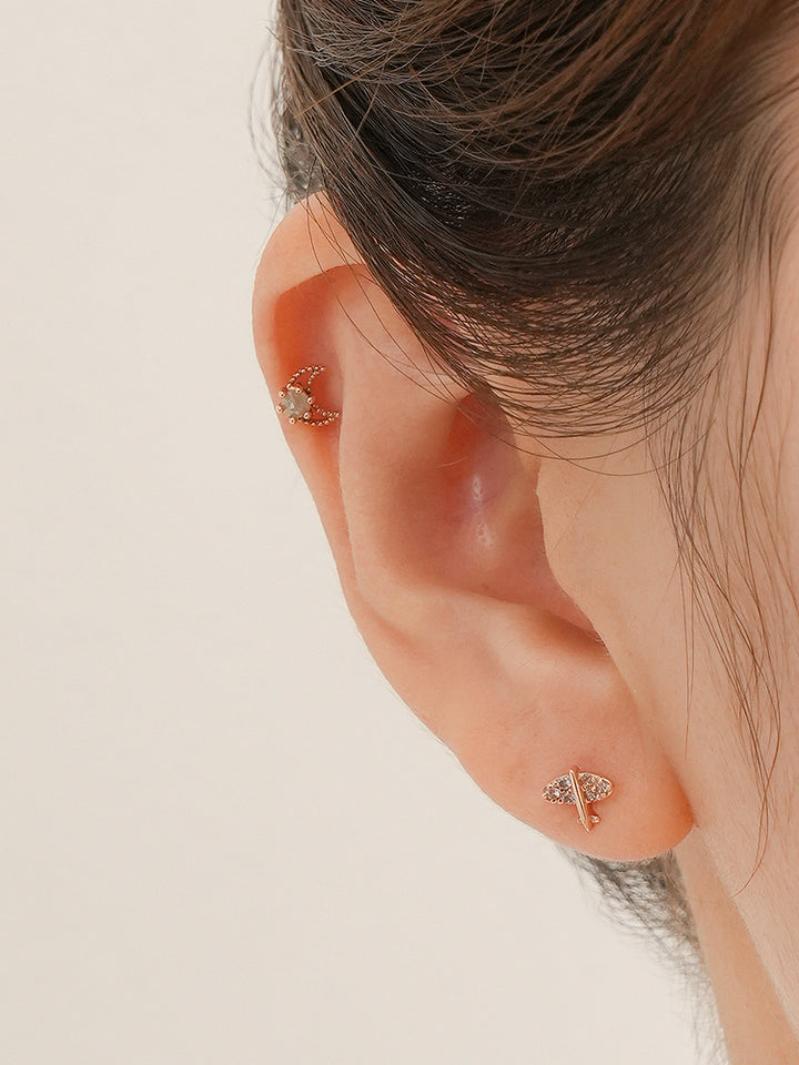 14K Gold Sky Glow Flying Cartilage Earring 18G