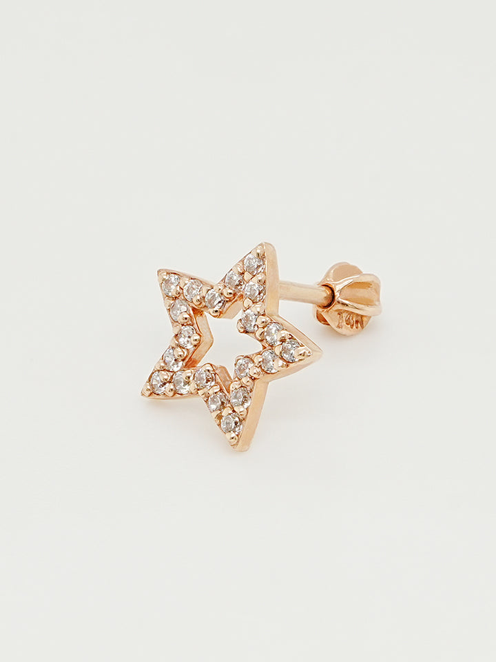 14K Gold Cubic Twinkle Star Cartilage Earring 18G16G