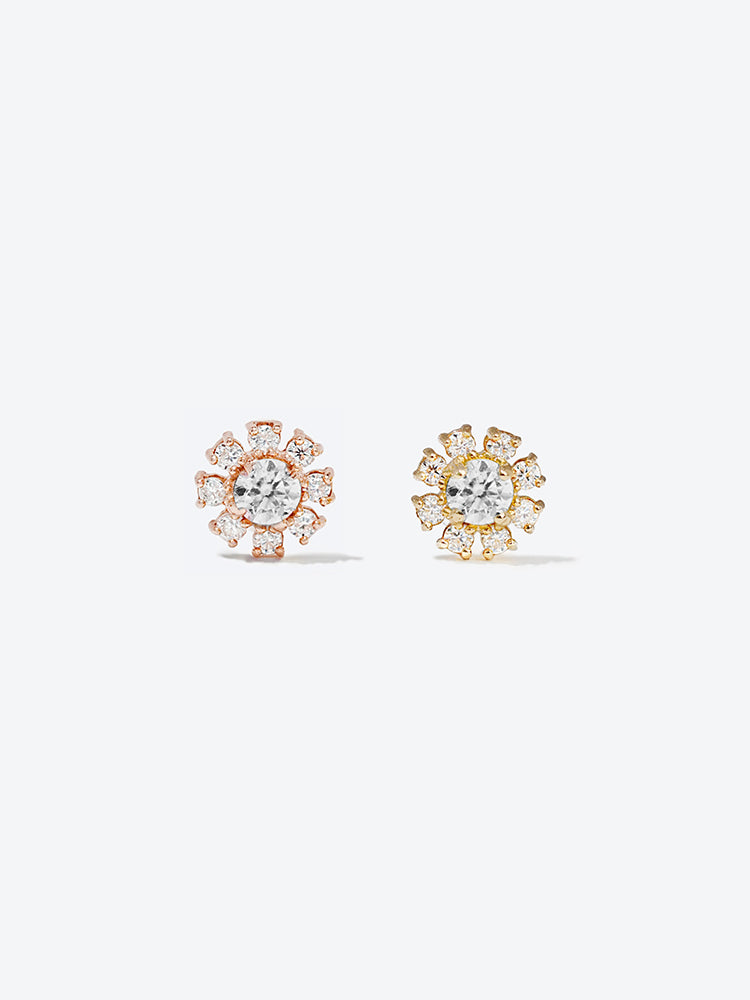14K Solid Gold Moissanite Dia Daisy Cartilage Earring 20G18G16G