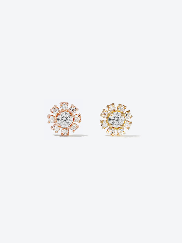 14K Solid Gold Moissanite Dia Daisy Cartilage Earring 20G18G16G