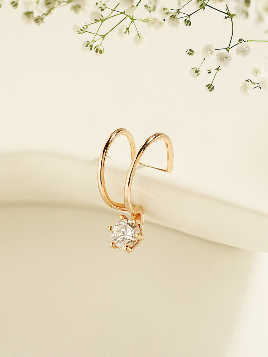 14K Gold Simple CZ Ear Cuff