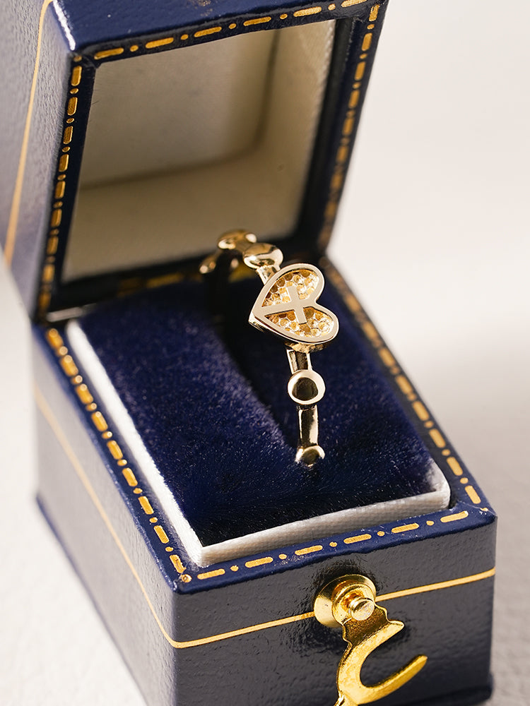 14K 18K Pray Heart Ring