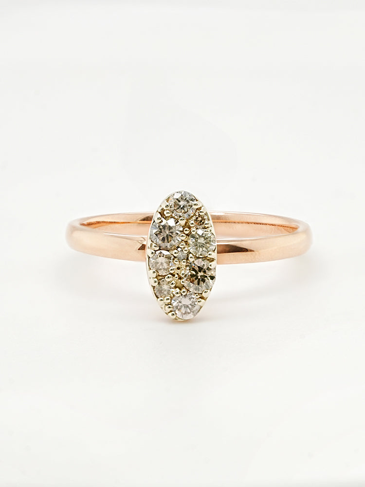 14K 18K Solid Gold Glitter Oval Diamond Ring