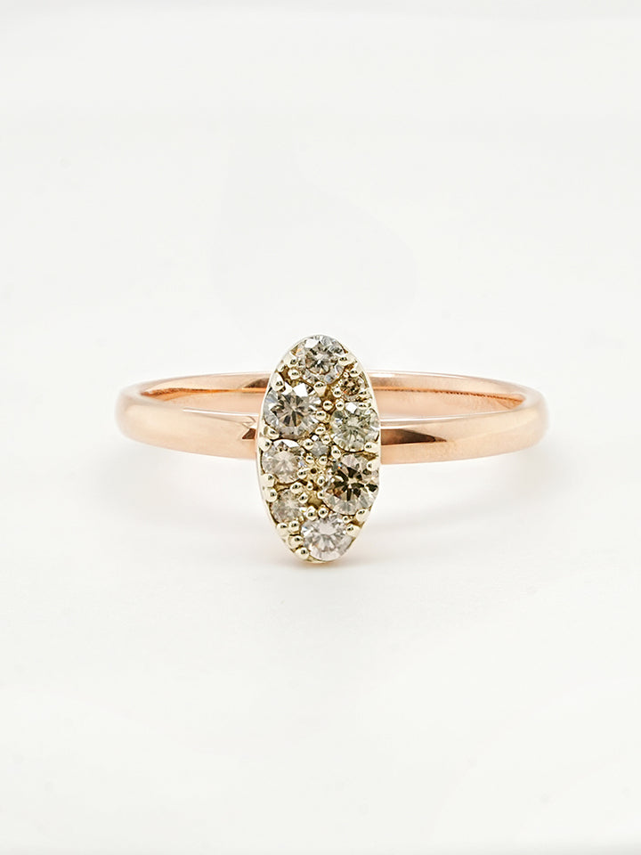 14K 18K Solid Gold Glitter Oval Diamond Ring