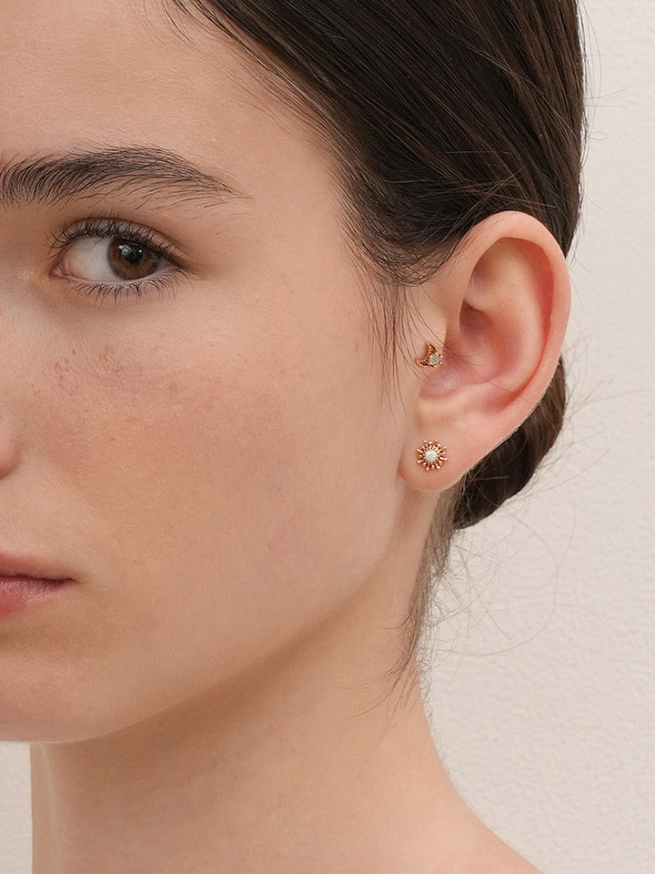 14K Gold Golden Sunrise Opal Cartilage Earring 18G16G