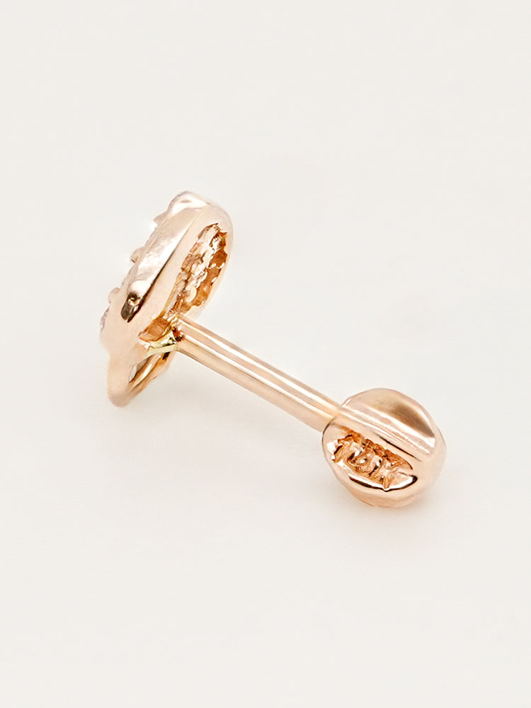 14K Gold Heart Love Lock Cartilage Earring 18G16G